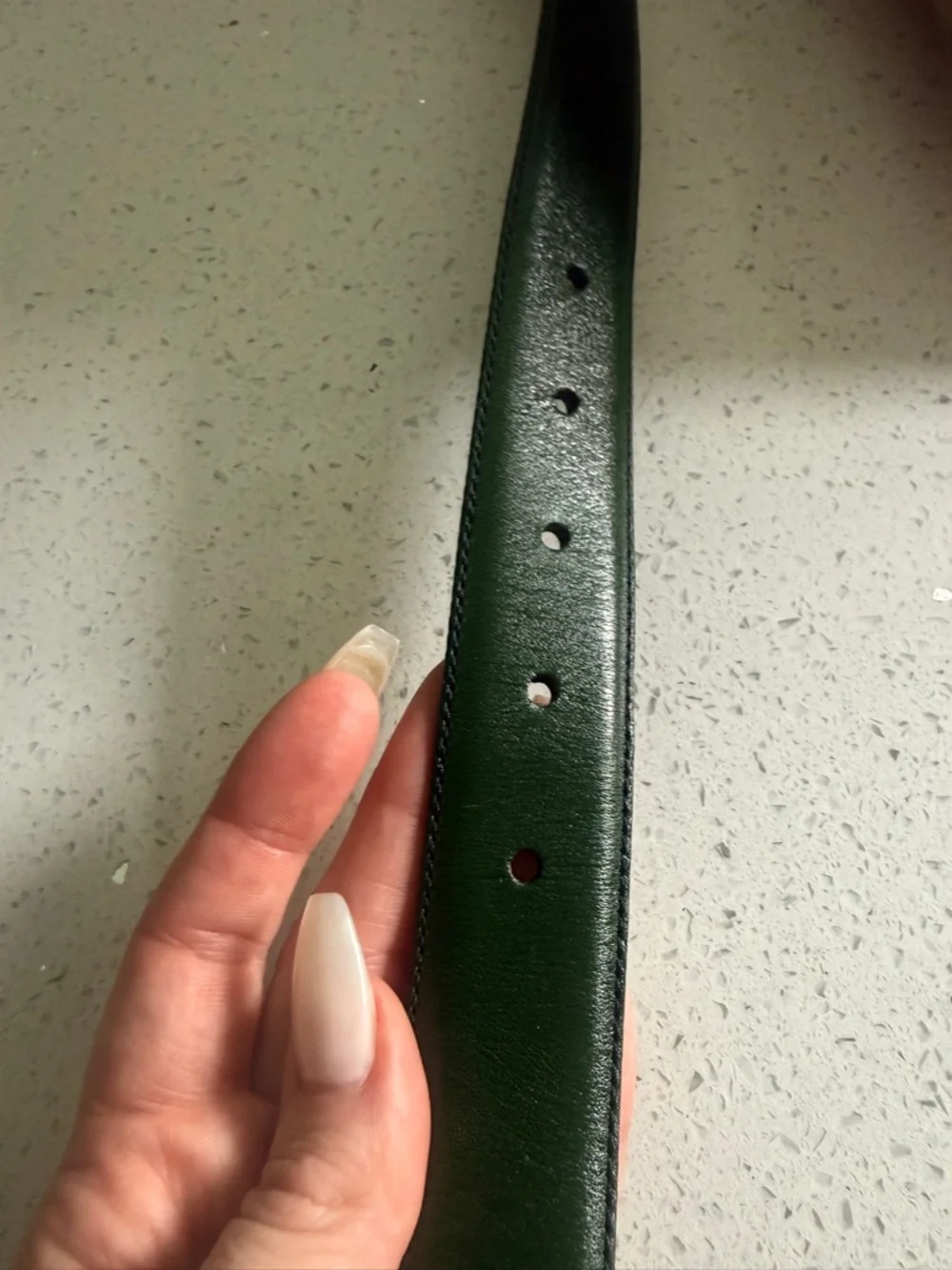 Vintage Yves Saint Laurent YSL Green Leather Belt Gold Tipped Size 80 / 32 - Picture 4 of 7